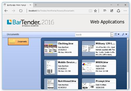 BarTender 2016 web App